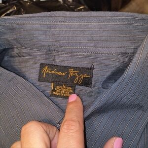 Andrew Fezza Men's Large Charcoal Pinstripe Shirt